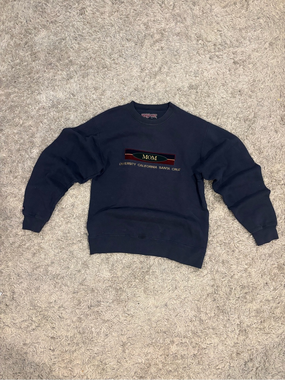 Jansport Navy Crewneck Sweatshirt with MOM Chest Patch